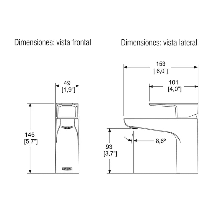 Monomando para lavabo Piazza acabado Ébano