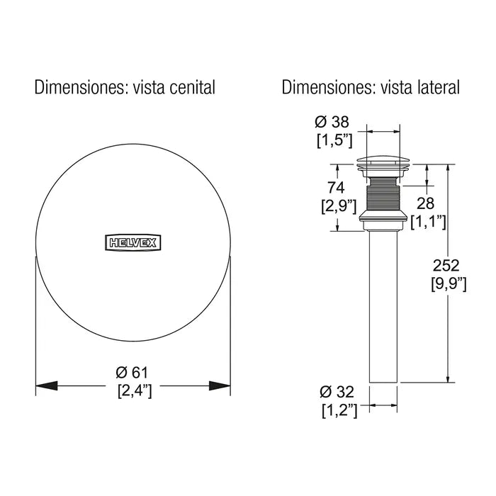 Contra para desagüe TH-064-EB con rebosadero