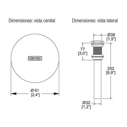 Contra para desagüe ébano TH-065-EB Sin rebosadero