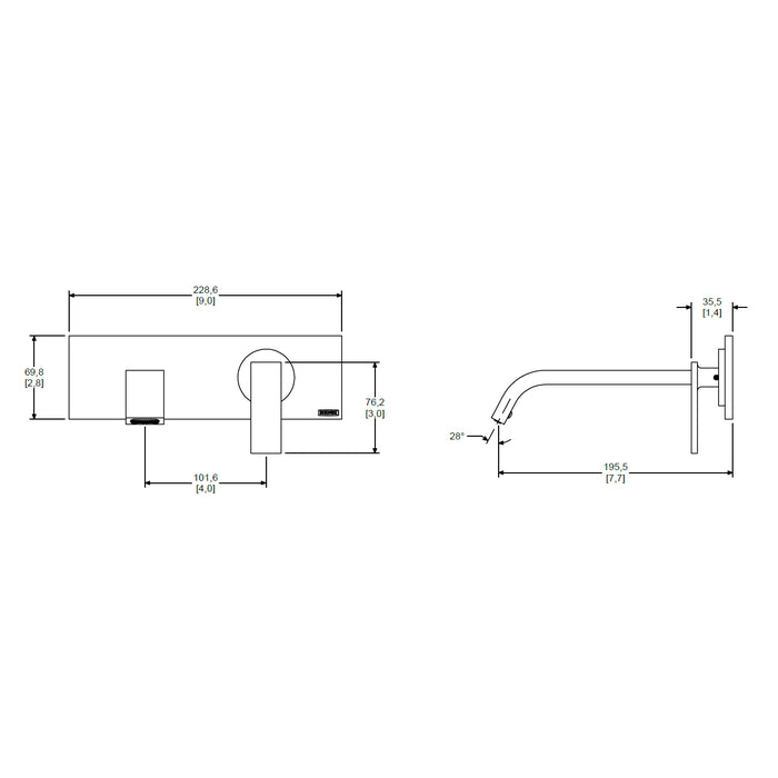 Monomando de lavabo a pared Vértika